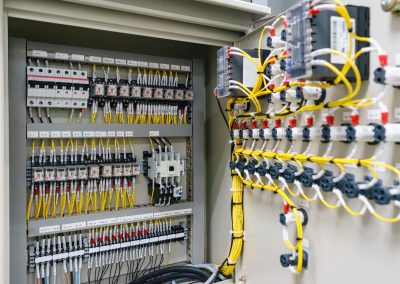 Electric control panel enclosure for power and distribution electricity. Uninterrupted, electrical voltage.